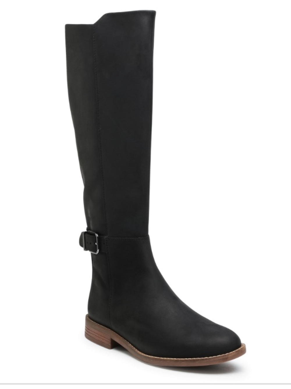 Clarks Camzin Branch Black Leather Knee High Buckle Strap Boots Size 7.5 NWOB